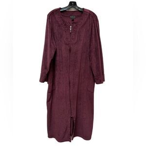 Miss Elaine Plush Cozy Burgundy Robe Size L